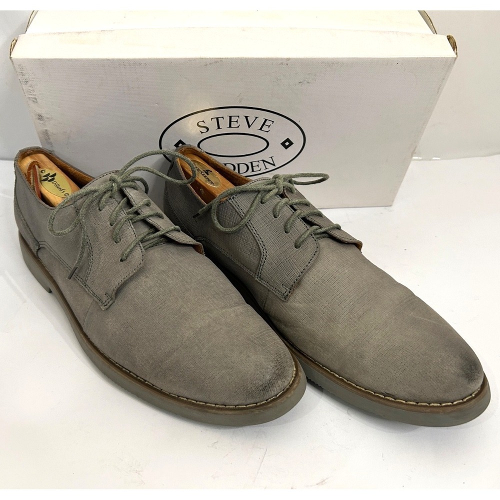 Steve Madden Trill Gray Leather Textured Oxford Men's Size 10.5